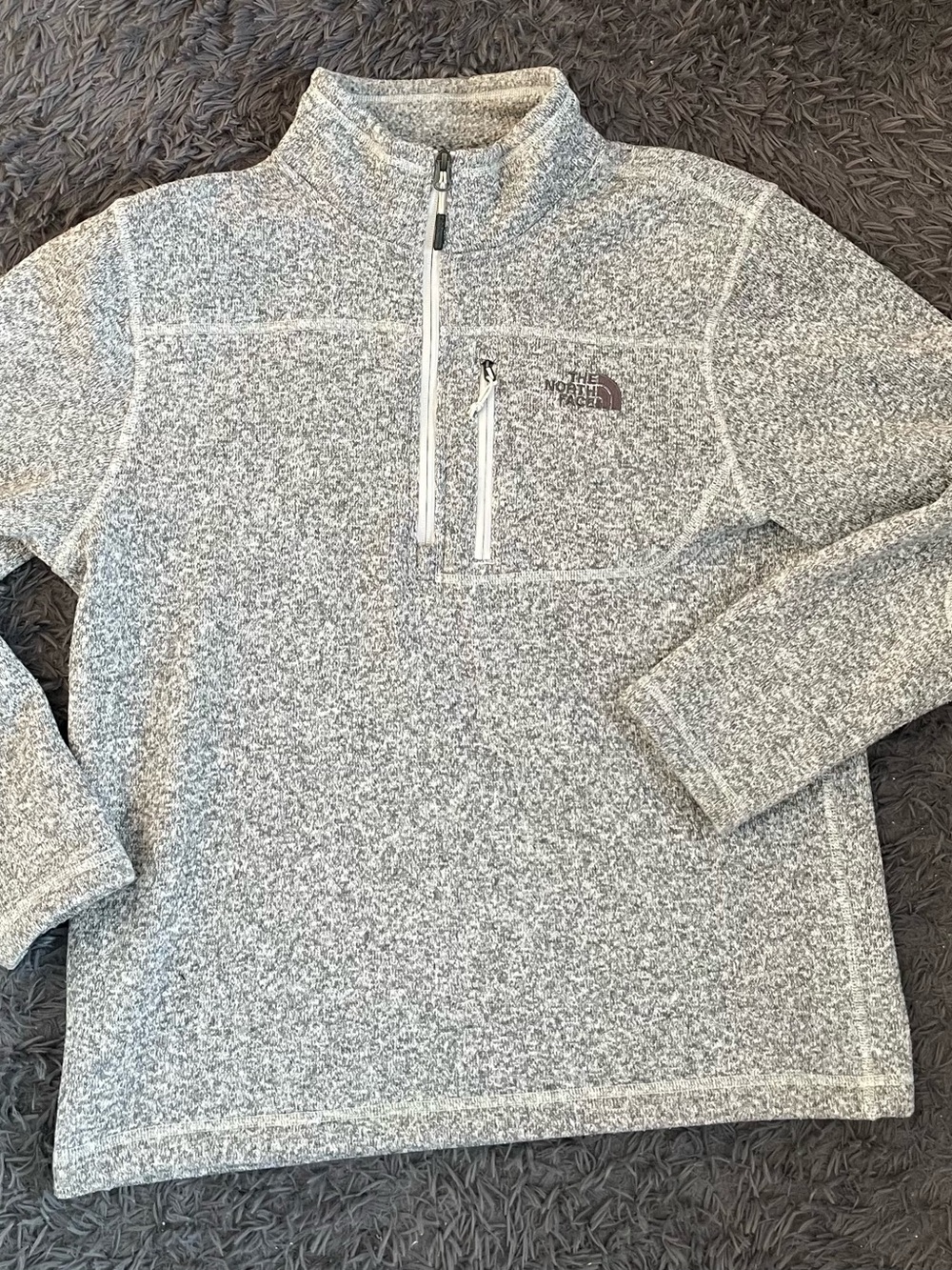 Men Size Large The North Face Gordon Lyons Gray Quarter Zip Sweater Fleece